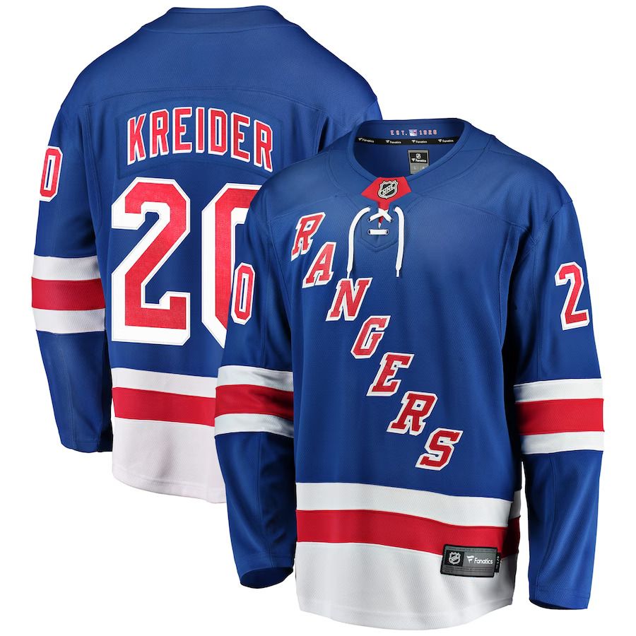 Men New York Rangers #20 Chris Kreider Fanatics Branded Blue Home Breakaway Player NHL Jersey->customized nhl jersey->Custom Jersey